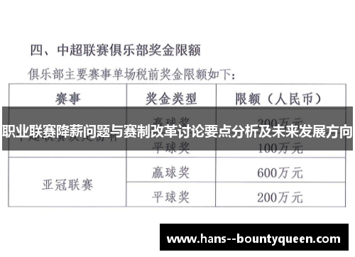 职业联赛降薪问题与赛制改革讨论要点分析及未来发展方向